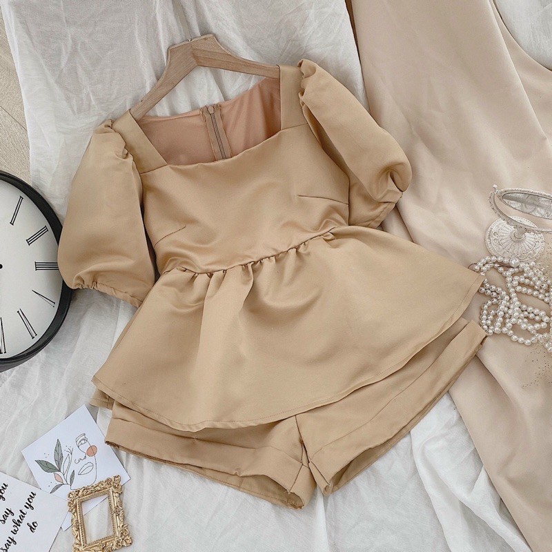 Set áo babydoll nude