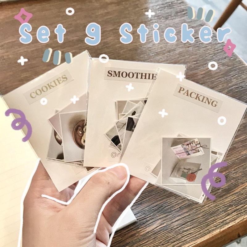 Set 9 Korean Style Sticker Hình Dán Cắt Sẵn Trang Trí Sổ | Bullet Journal