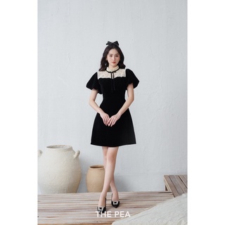 Nancy dress by thepeavn - đầm nhung phối ren nơ đính đá tiểu thư