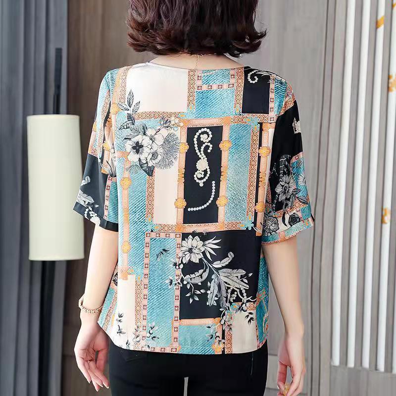 Áo thun ngắn tay cỡ lớn dáng rộng in hình thời trang mùa hè cho phụ nữ/mẹ/ trung niên
