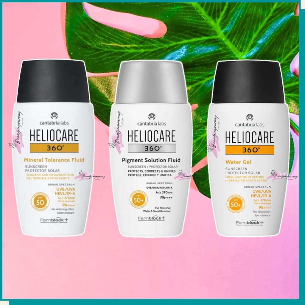 Kem Chống Nắng Phổ Rộng, Không Dầu Heliocare 360 SPF 50+ Water Gel, Mineral Tolerance Fluid, Pigment Solution
