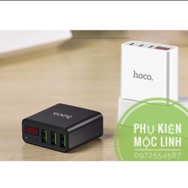 CỦ SẠC 3 ĐẦU HIỆU HOCO CÓ ĐÈN LED HIỂN THỊ DÒNG ĐIỆN CHO CÁC MÁY IPHONE SAMSUNG OPPO... MÃ C15
