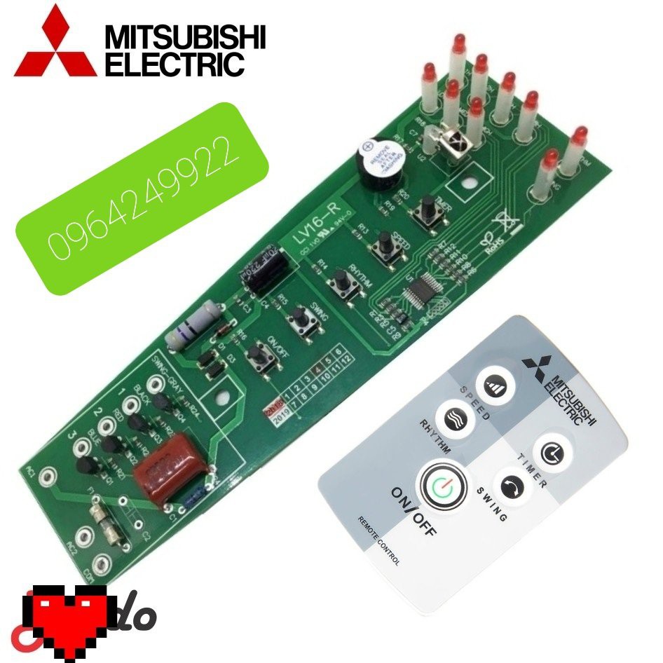 {HOT-HOT}Bo Mạch Quạt Treo Tường MITSUBISHI W16-R-W16RT Bo Quạt Từ Xa Mitsu*Mạch Quạt Điều Khiển Từ Xa