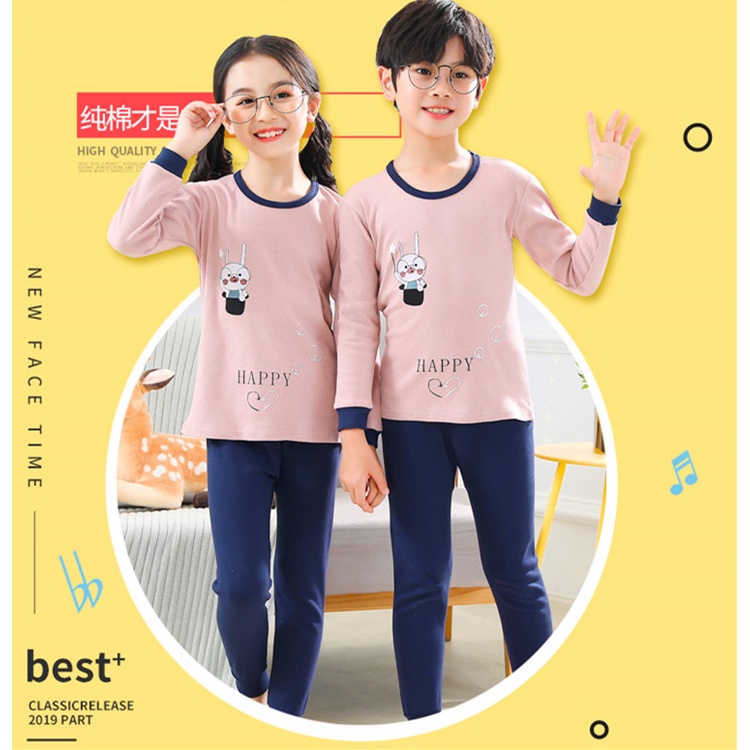 Bộ Đồ Ngủ Cotton Tay Dài 100-160cm Thời Trang Xuân Thu Cho Bé