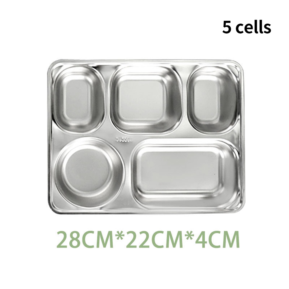 【DREAMLIFE】Stainless Steel Divided Dinner Tray Kid Lunch Container Foods-Snack Plate Meal