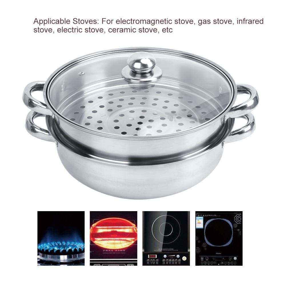 Nồi Hấp Inox 2 Tầng Kiêm Nồi Lẩu Hotpot Cao Cấp 28CM DÙNG CẢ CHO BẾP TỪ