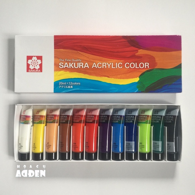 [DA ĐEN] Màu Acrylic Sakura XAC20-12 Tuýp 20ml 12 Màu