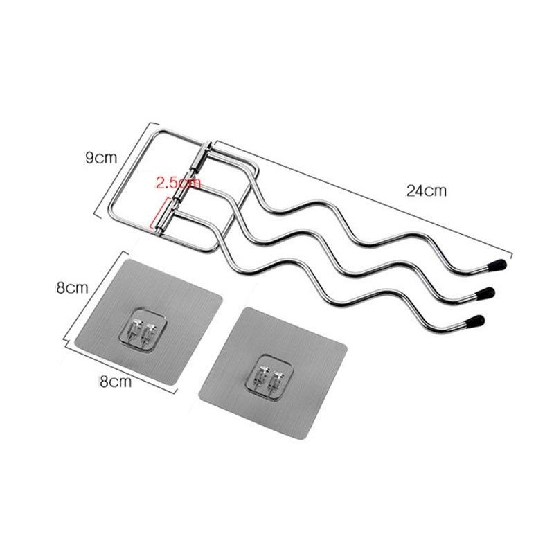 Giá treo khăn dán tường kiểu dáng lượn sóng độc đáo móc treo inox kệ để trong nhà tắm sang xịn mịn giá treo quần áo K136