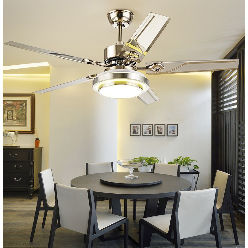 Đèn quạt trần LUXURY DECORATIVE FAN LAMP Cánh Kim Loại 52inch, đèn LED  QTK52L