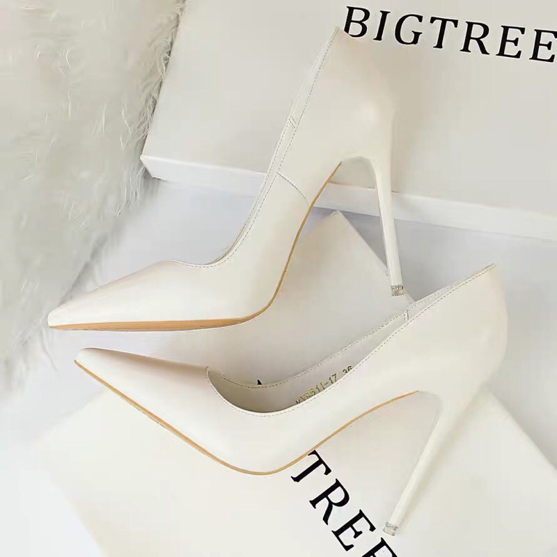(HÀNG CÓ SẴN) 9511-17 Giày cao gót da mềm BIGTREE 10cm gót nhọn BIG SIZE 40-41-42-43