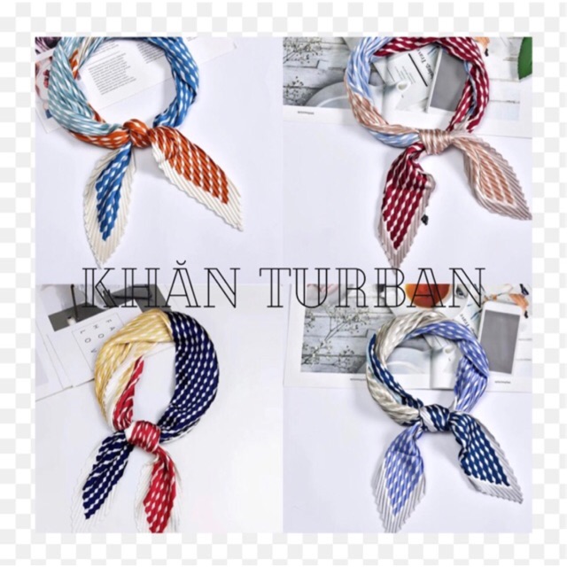 Khăn choàng cổ lụa vuông xếp ly - Khăn turban