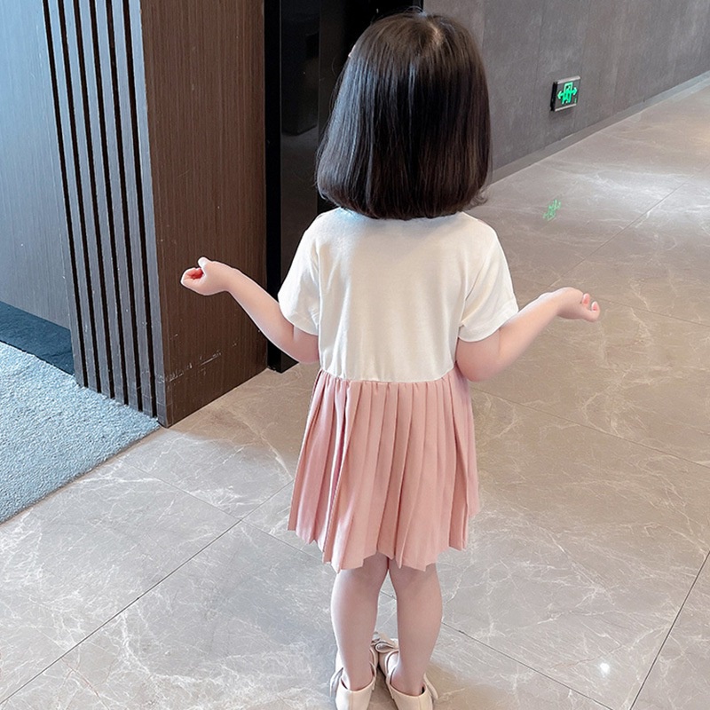 Trẻ em mùa hè Cô gái ăn mặc dễ thương kẻ sọc dưới ngắn tay Váy công chúa trẻ em