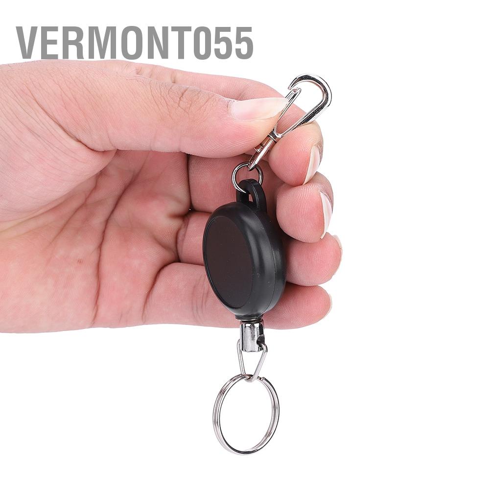 Vermont055 60cm Stainless Steel Wire Rope Retractable Key Chain Stretching Clasp Anti Lose Keyring