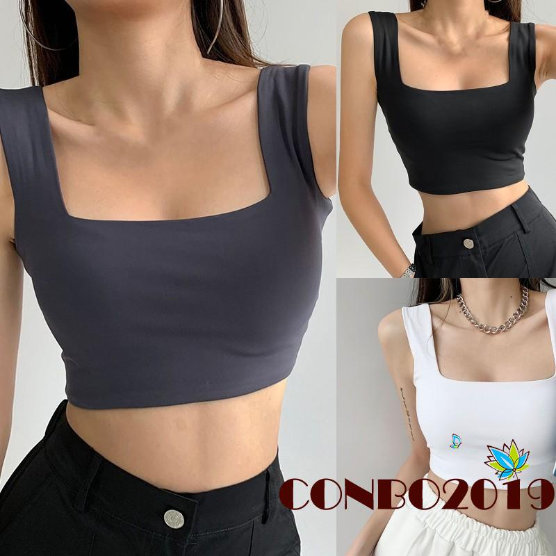 Áo hai dây nữ cổ vuông màu trơn thời trang quyến rũ