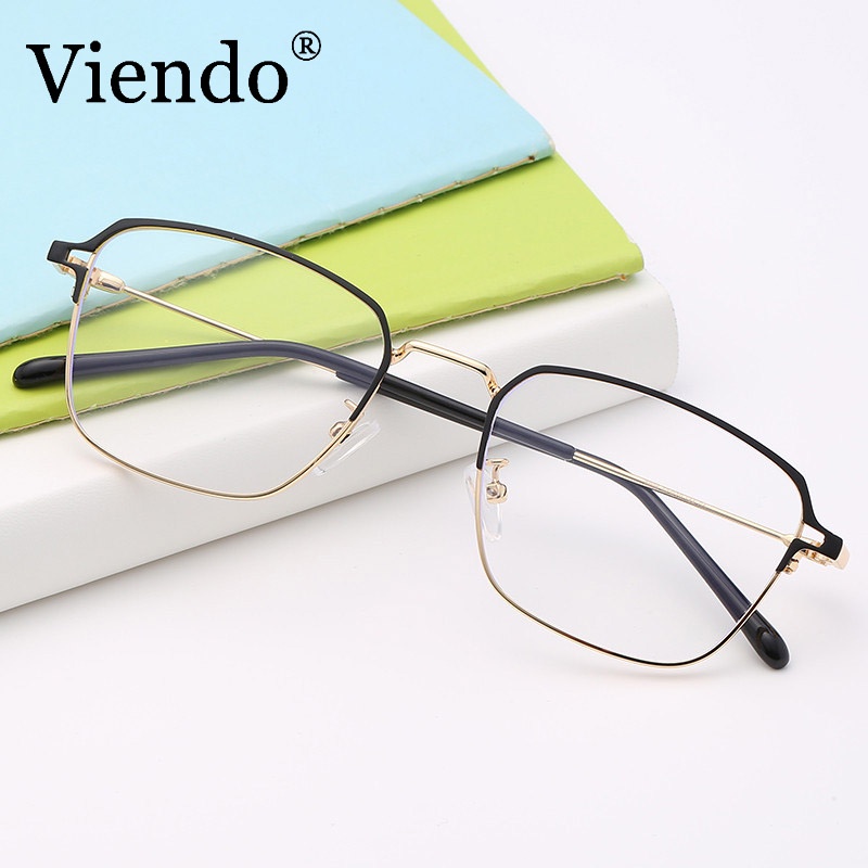 Kính cận kim loại VIENDO gọng vuông đổi màu chống ánh sáng xanh nhiều màu thời trang cho nam nữ(có thể cắt cận thị ống kính)