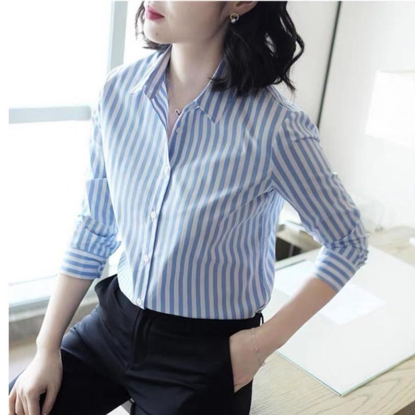 Áo Sơ Mi Nữ Công Sở dài Tay Kẻ Sọc Thời Trang  PONIVA Chất Liệu Mềm Mại Thấm Hút Mồ Hôi Tốt