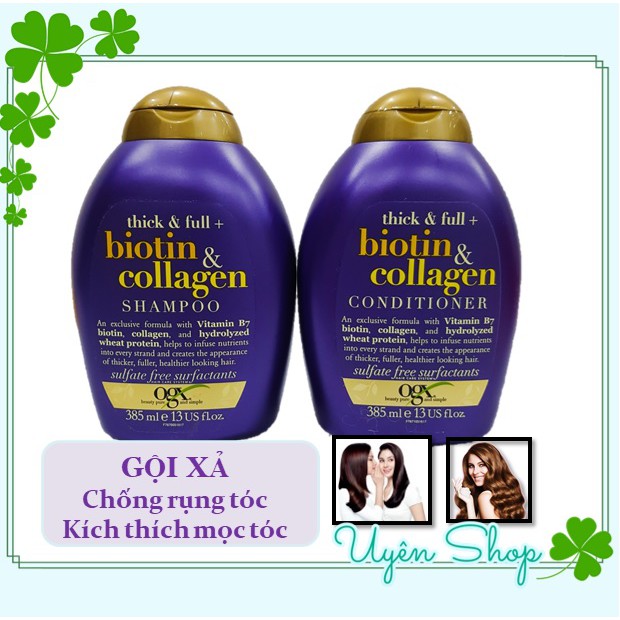 Lẻ Dầu Gội Biotin Collagen [Hàng Chính Hãng] chống rụng tóc và kích thích mọc tóc hiệu quả, hương thơm ngọt ngào, 385ml
