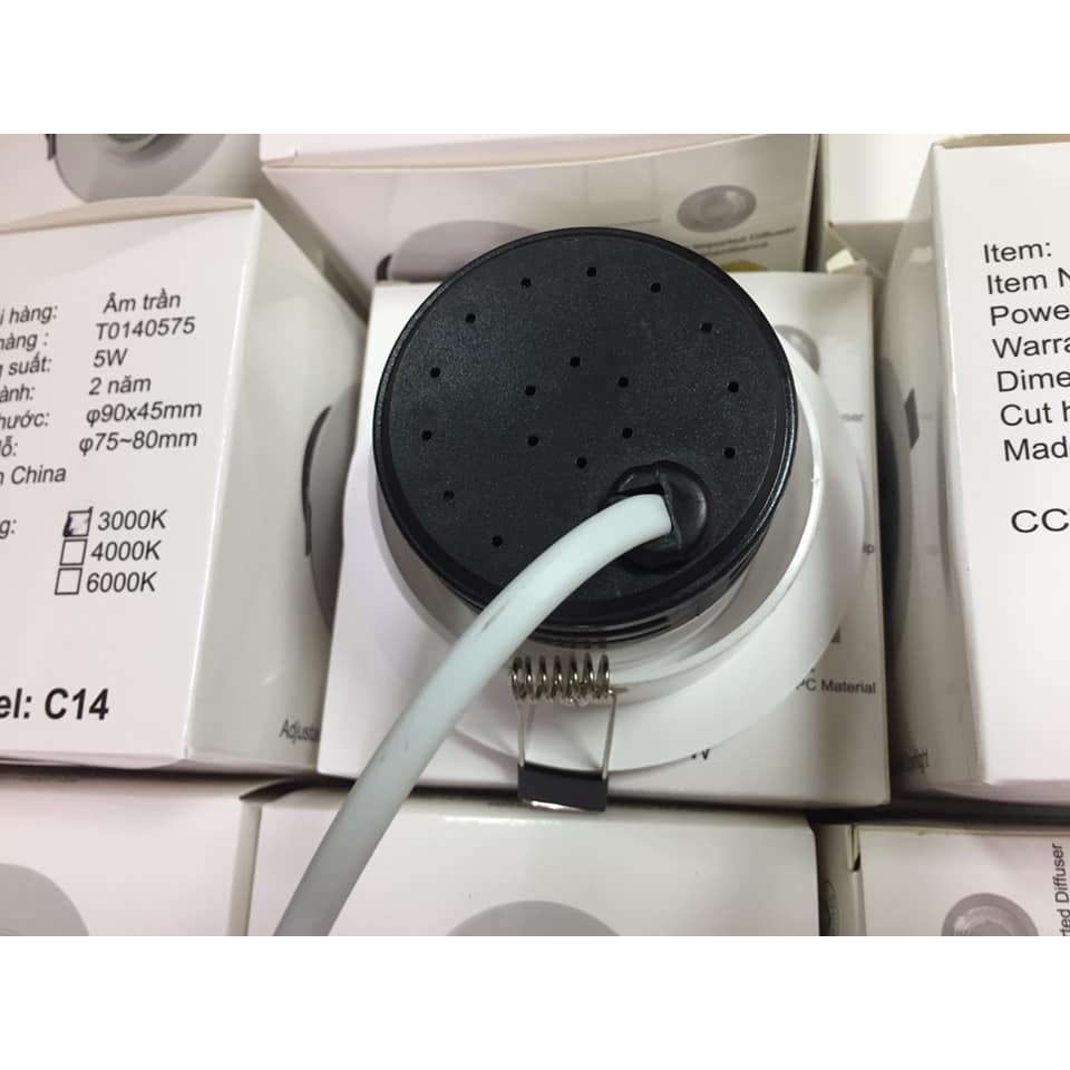 Đèn âm trần 5w lỗ khoét 76mm BH 2 Năm