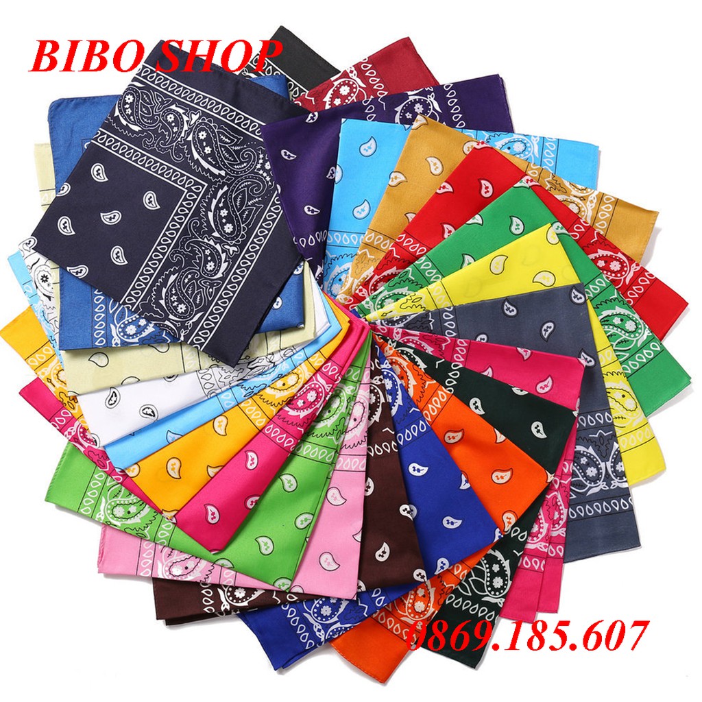 Khăn Bandana Vải Cotton - Khăn Turban Choàng Cổ, Đeo Tay, Đeo Túi Xách, Thắt Lưng, Búi Tóc