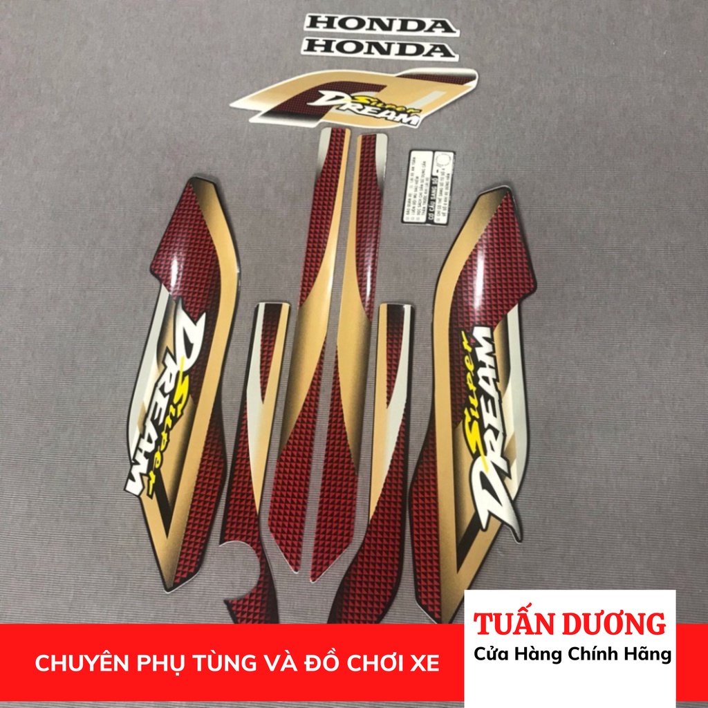 Trọn bộ tem rời dán xe máy Super Dream 2004 caro, Tem hàng đẹp lắp được cả dream thái và dream việt các đời