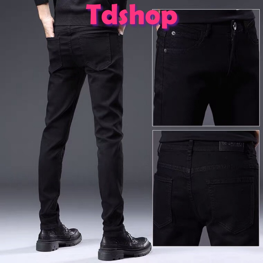 Quần Jeans Skinny màu đen trơn MIAA, Chất Liệu Jean Co Giãn 4 Chiều Cao Cấp QN 03