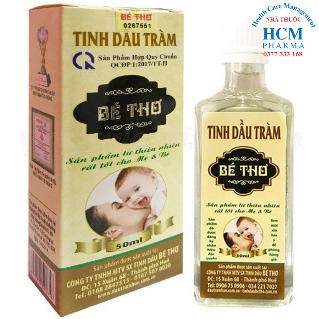 Tinh dầu tràm Huế nguyên chất cho Bé Thơ trẻ sơ sinh 50ml có tem chống hàng giả của nhà sản xuất HCM15