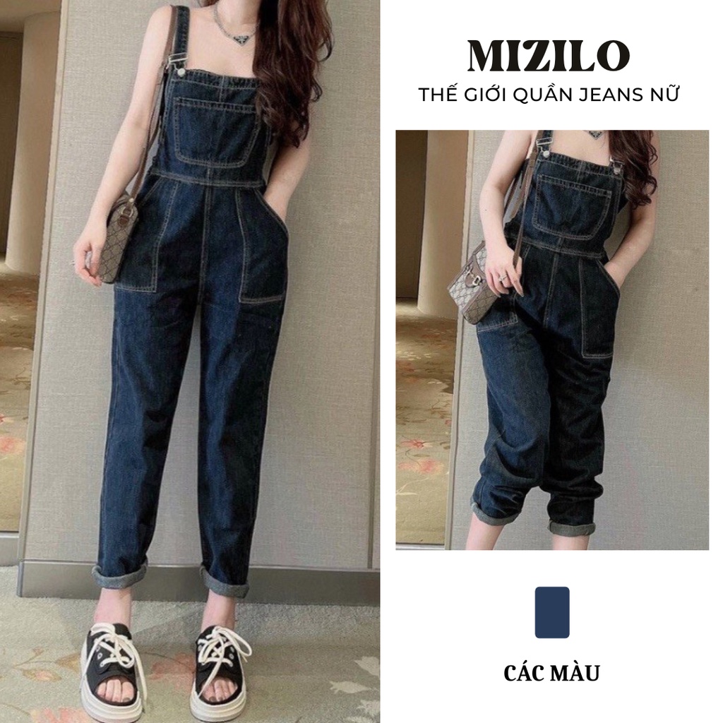 Quần yếm jean bò nữ dài ống suông rộng baggy hàng đẹp phong cách Ulzzang, hàng Quảng Châu cao cấp xịn đẹp. Ảnh thật 100%