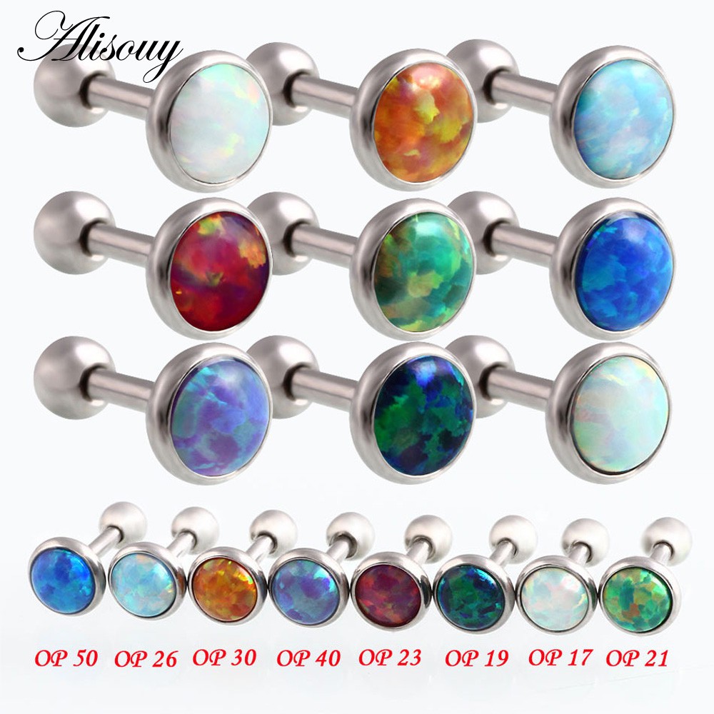 Alisouy 1 Khuyên Xỏ Cơ Thể Bằng Đá opal Thời Trang 3mm 4mm 5mm