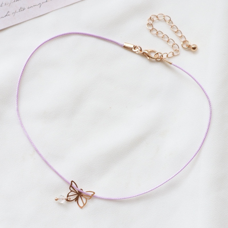 Vòng Cổ Choker Dây Ruy Băng Hợp Kim Mặt Hoa Tím Cổ Tích Cho Nữ