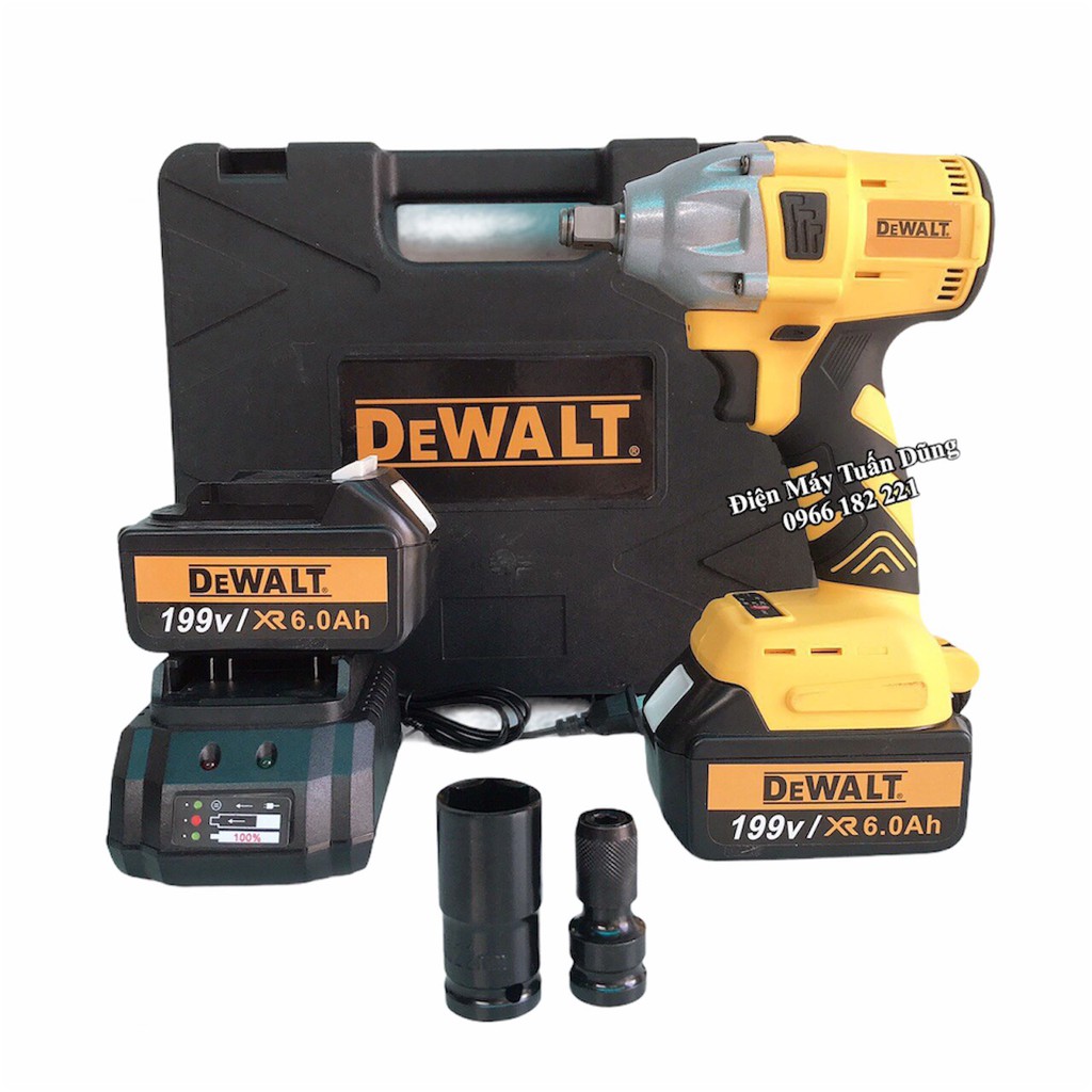 Siết bulong DEWALT 199V không chổi than 2 TRONG 1, Chức năng: Mở ốc, khoan gỗ, bắn vít, bắn tôn Tặng Đầu chuyển vít