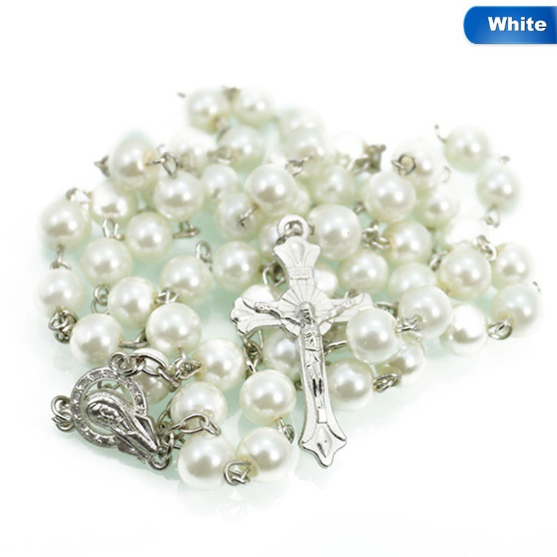 Dây chuyền thánh giá kết cườm tròn nhiều màu sắc thanh lịch