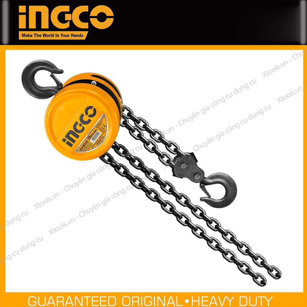 Palang xích treo cao cấp INGCO 1-2 tấn x 3m ba lăng ròng rọc xích kéo vận chuyển nâng di vật nặng hàng hoá cồng kềnh