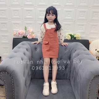 Set áo bi + yếm kaki cho bé gái