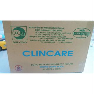 Thùng clincare 500ml 12 chai