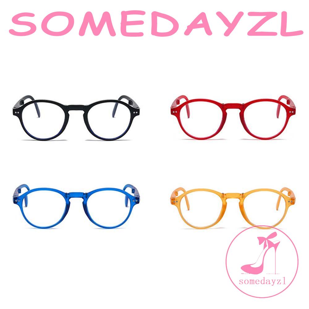 Kính Đọc Sách Gọng Tròn Màu Đỏ Trong Suốt Chống Bức Xạ Tiện Dụng