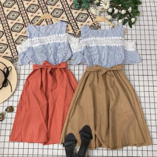 Đầm phối ren rớt vai cột nơ eo