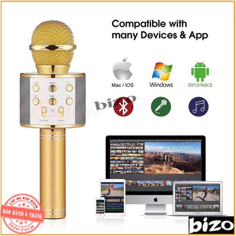 [SIÊU SALE] Mic hát karoke, Micro Bluetooth không dây hát karaoke WS-858 kết nối USB giá rẻ