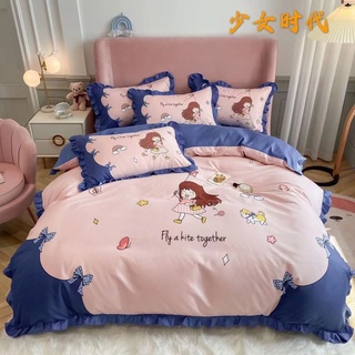 Bộ Chăn Ga Gối COTTON Viền Bèo + Thắt Nơ mẫu mới 2021 - được chọn mẫu