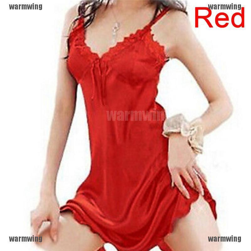 Đầm Ngủ Lụa Satin Phối Ren Quyến Rũ Cho Nữ