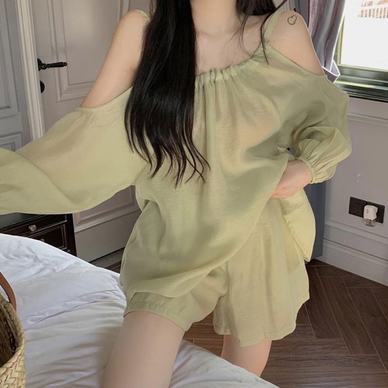 Áo IELGY cổ tròn tay dài hở vai phong cách Pháp thời trang cho nữ