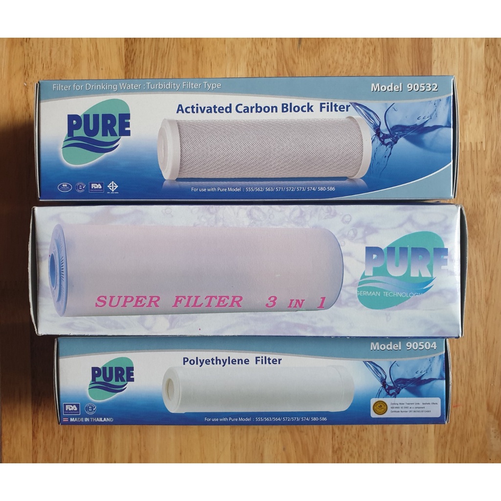 Bộ 3 Lõi Lọc Pure 123 Nhập Khẩu Chính Hãng Thái Lan Dùng Cho Máy Ion Kiềm và RO