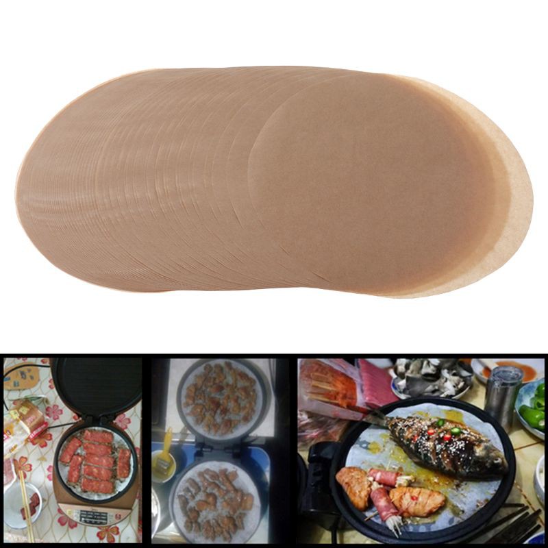 Set 100 Miếng Giấy Lót Khay Nướng Bánh Chống Dính Hình Tròn 8 Inch