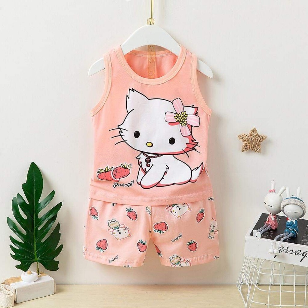 quần áo bé gái bộ ba lỗ bé gái chất cotton cho trẻ từ 1 đến 6 tuổi thời trang bé sét trang phục sang chảnh đi học đi