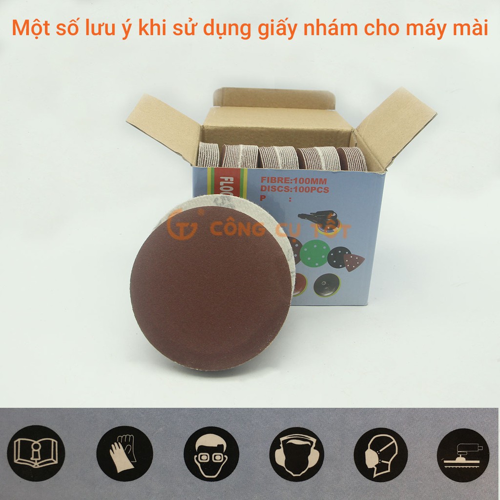 Hộp 100 giấy nhám tròn 100mm chuẩn P80