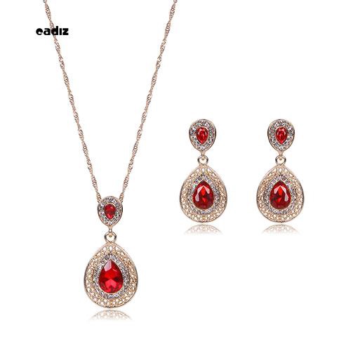 Bộ Dây Chuyền + Bông Tai Hình Oval Đính Đá Sang Trọng