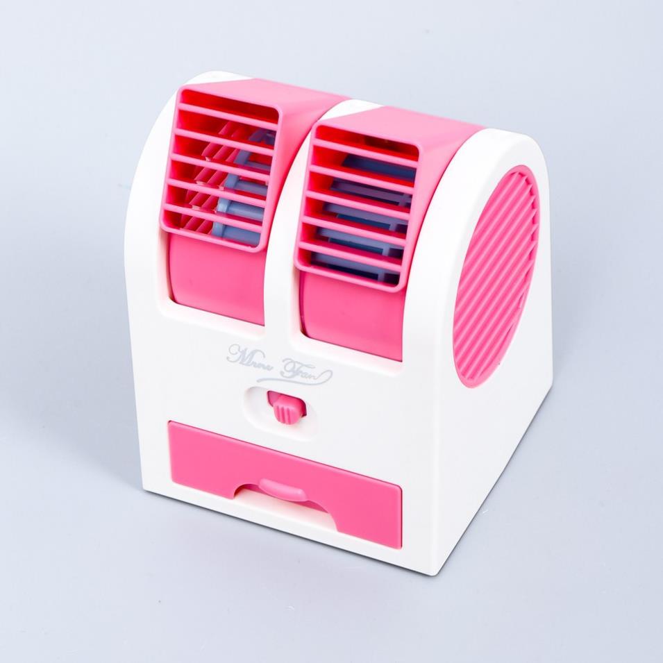 Quạt Điều Hòa Mini Để Bàn Hơi Nước 2 Cửa Có Khay Đá Tiện Dụng