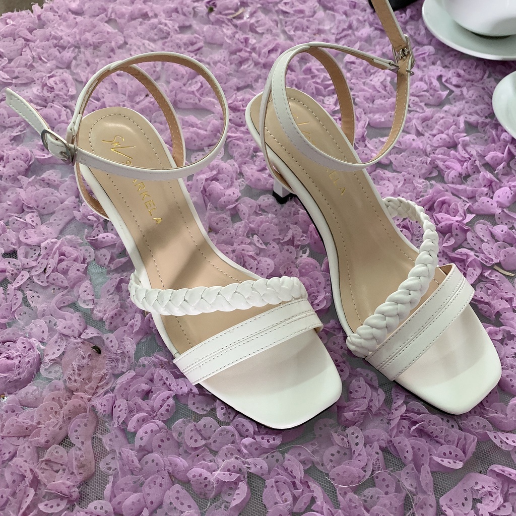 Giày sandal cao gót nữ mũi vuông thời trang bản đan thanh lịnh trẻ trung mã g1