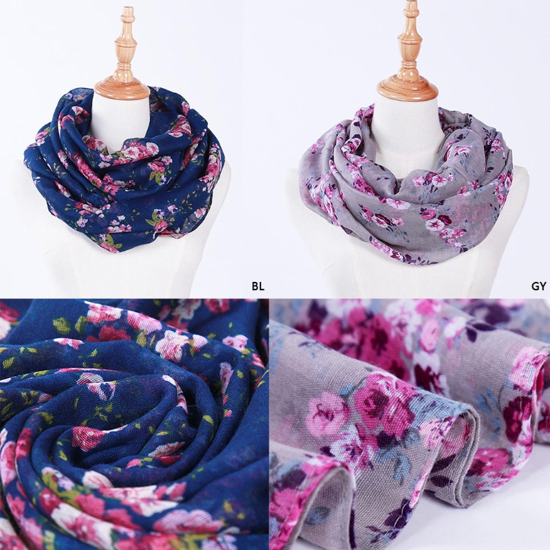 Youyo Khăn Choàng Cổ Tròn In Họa Tiết Hoa Bò Sữa Vintage Thời Trang Cho Nữ