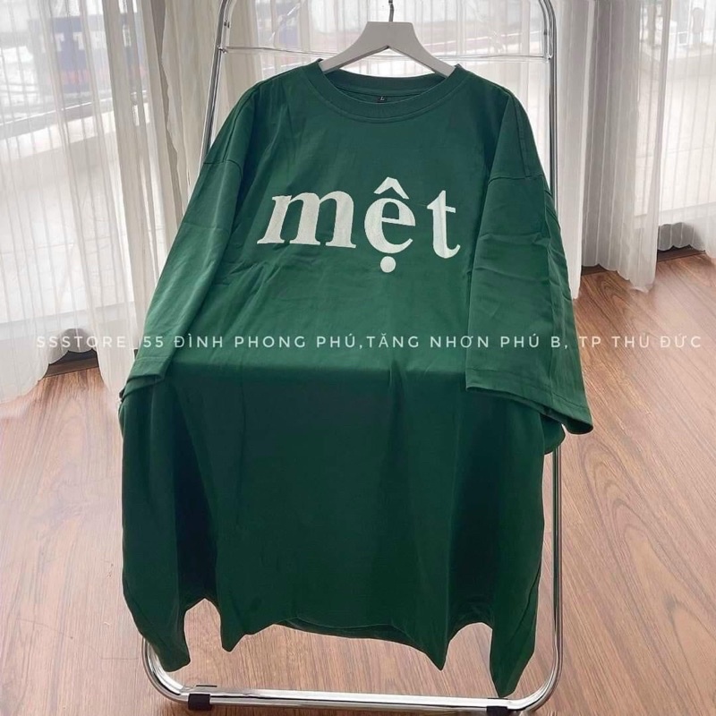 [ Rẻ vô địch ] Áo thun cotton tay lỡ dáng rộng unisex - Mệt