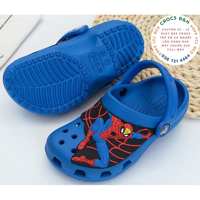 Giày dép crocs - dép sục nhựa crocs band spiderman cho bé trai chống thấm nước, chống trơn trượt, chống hôi chân